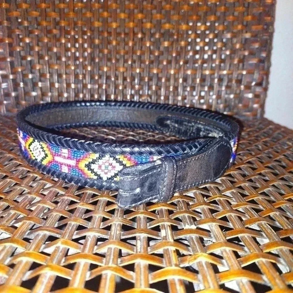 Vintage Accessories - Unisex Vintage Belt Ethnic Style Southwestern Colorful Beads Size 30 *No Buckle